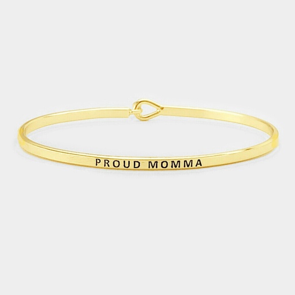 Proud Mamma Thin Brass Metal Hook Bracelet Gift - Picture 4 of 7